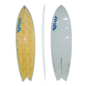 6’4″ Assault surfboard with bamboo veneer